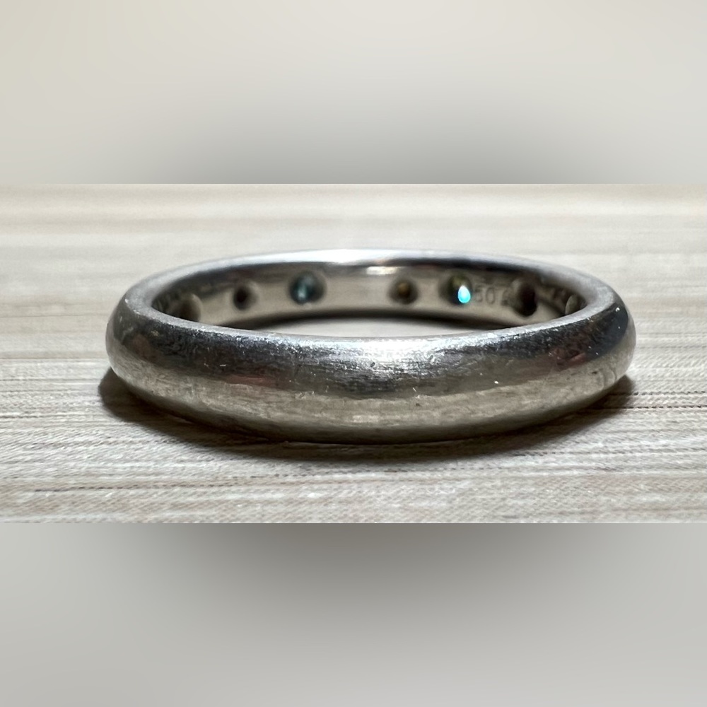 Vintage Designer Signed Flush Set Multi-Colored Gemstone Platinum Ring, Size 6.5 - Picture 5 of 13